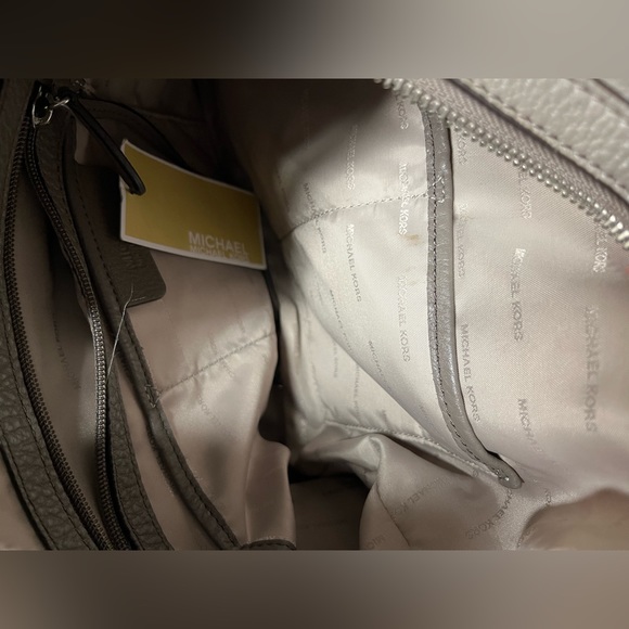 Vintage Y2K Michael Kors Cinder Gray Leather Tote Bag Purse w Silver Hardware - Picture 3 of 10